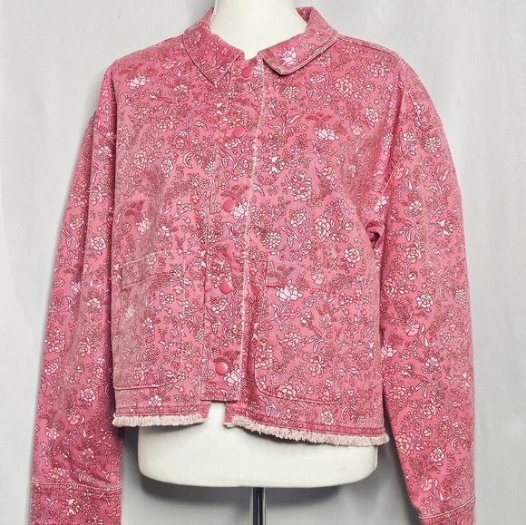 Isaac Mizrahi Pink Paisley Relaxed Fit Shacket Size XL - Picture 1 of 6